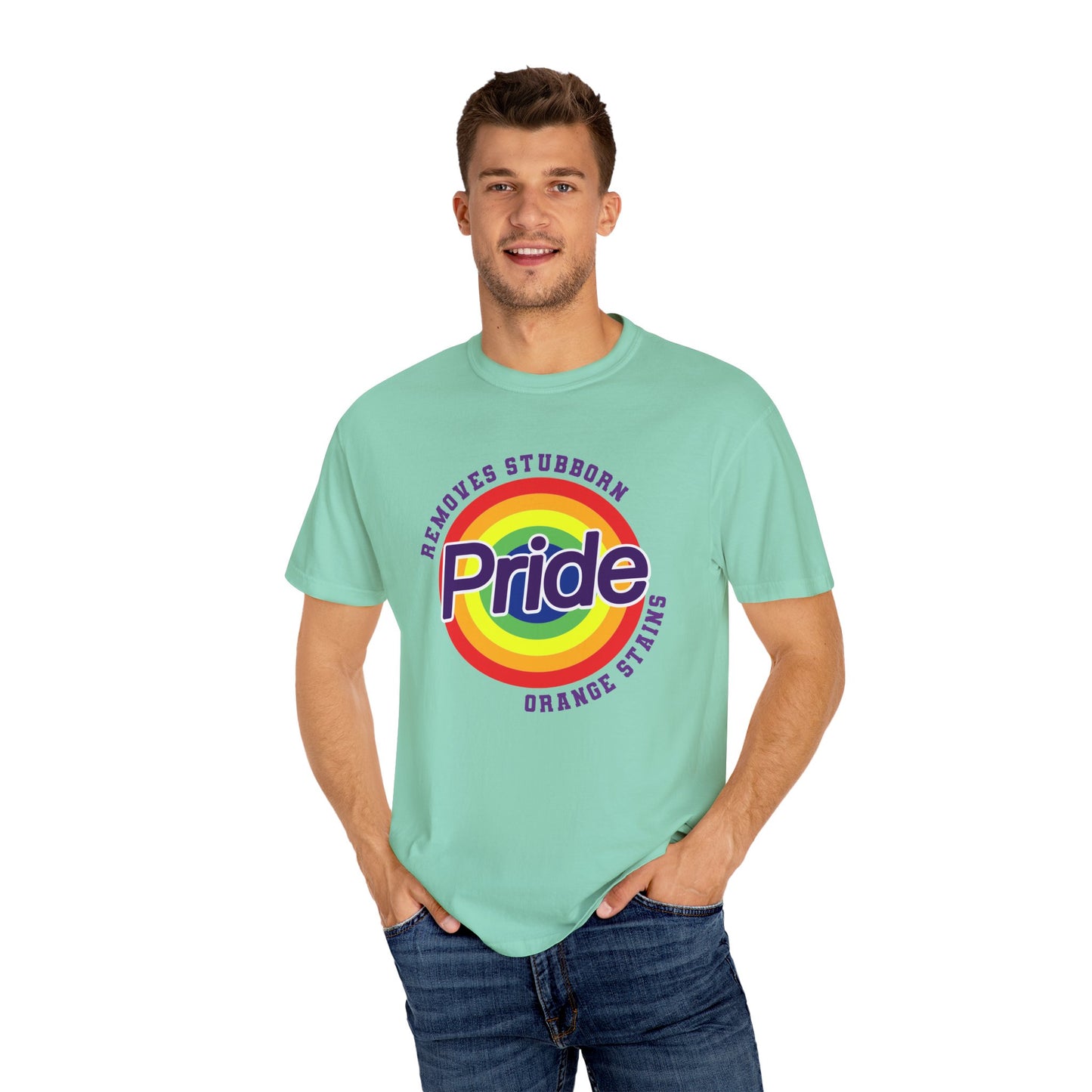 Pride Themed Unisex Garment-Dyed T-Shirt - Removes Stubborn Orange Stains