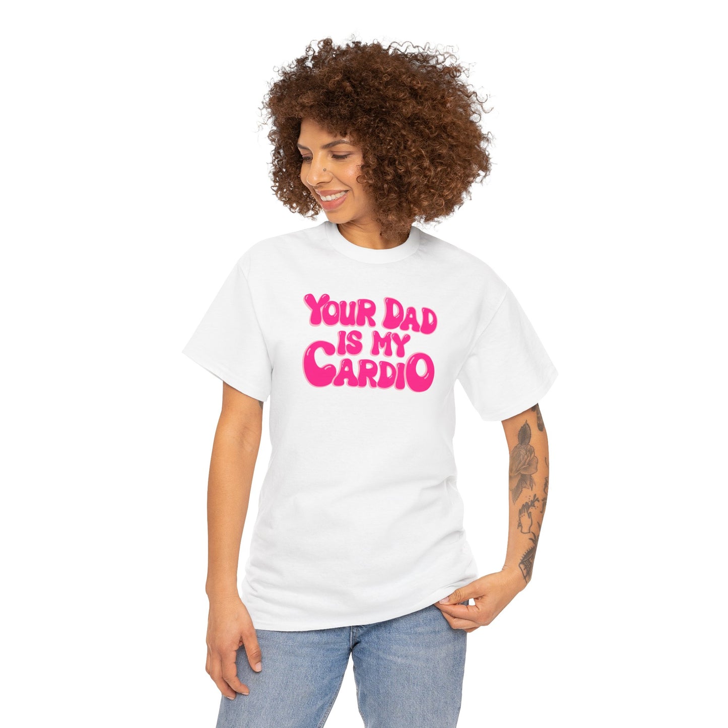 Funny Unisex Heavy Cotton Tee - "Your Dad Is My Cardio"