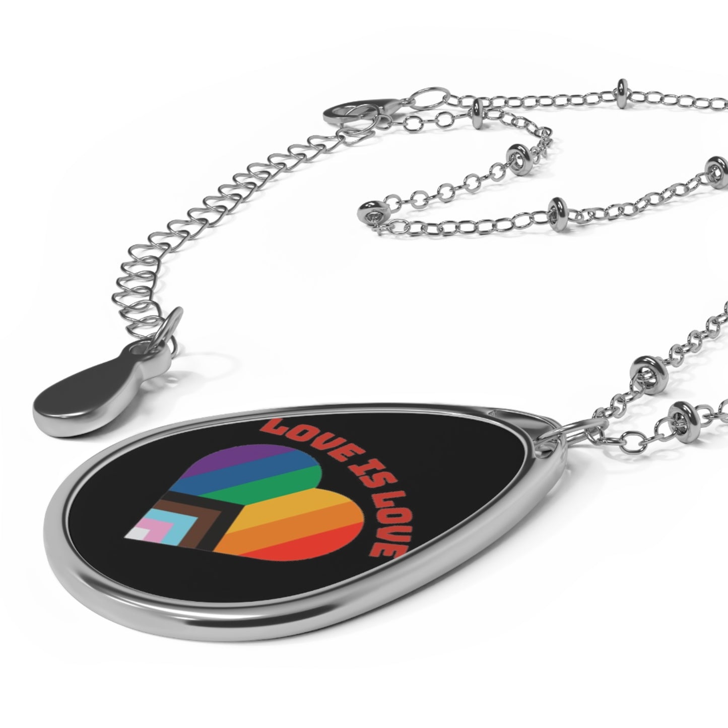 love is love Oval Necklace