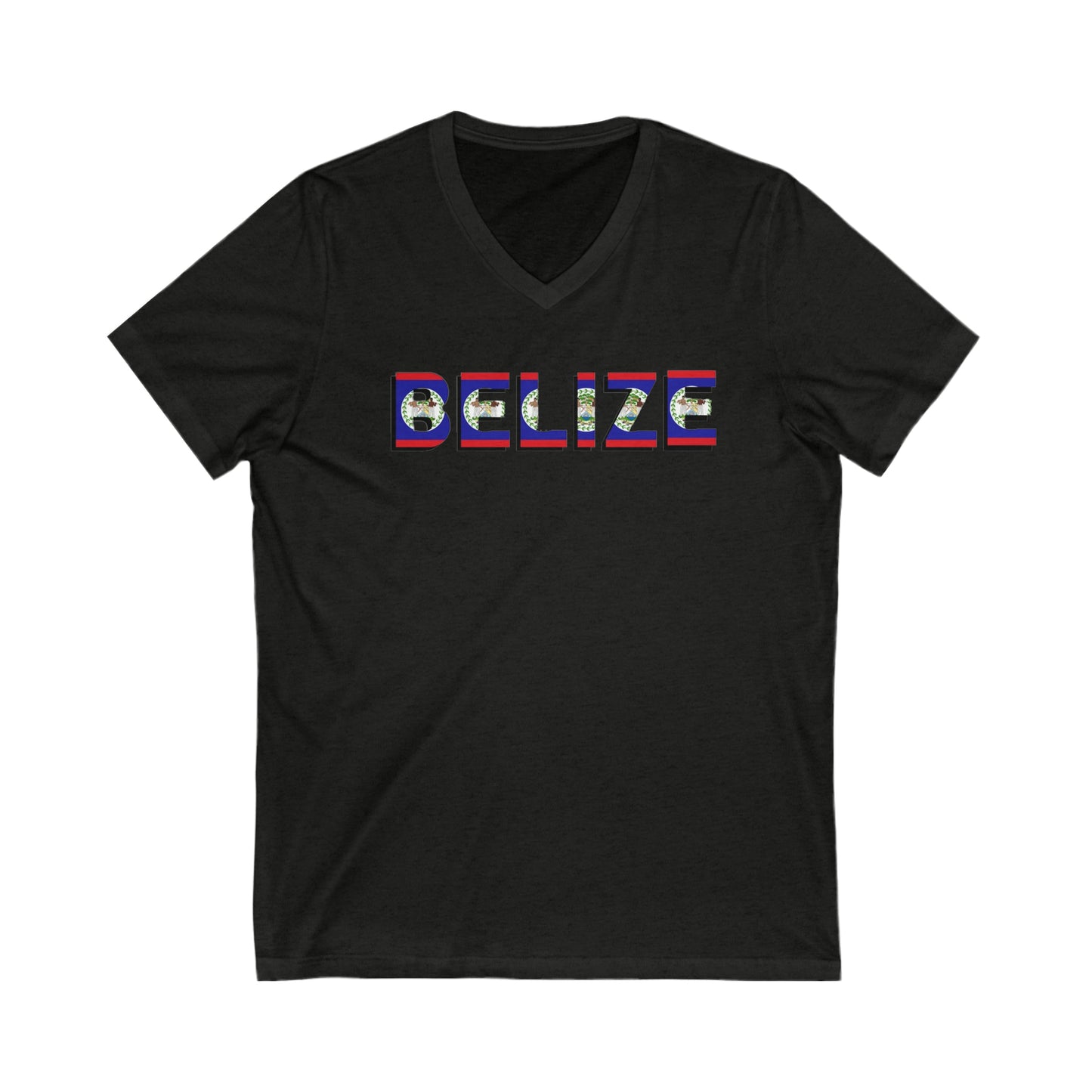 Belize Flag Unisex Jersey Short Sleeve V-Neck Tee