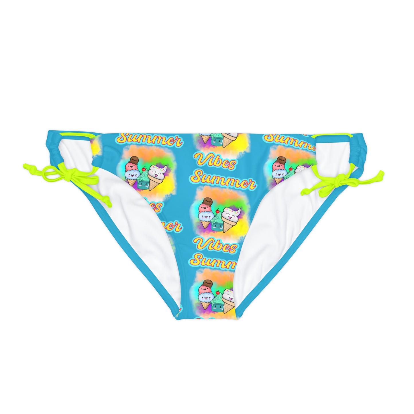 Summer VIbes Loop Tie Side Bikini Bottom (AOP) Aqua