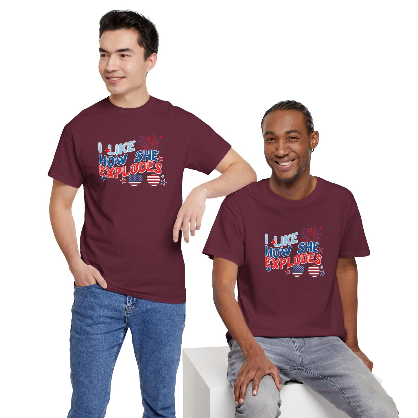 Exploding 4th of July Unisex Heavy Cotton Tee