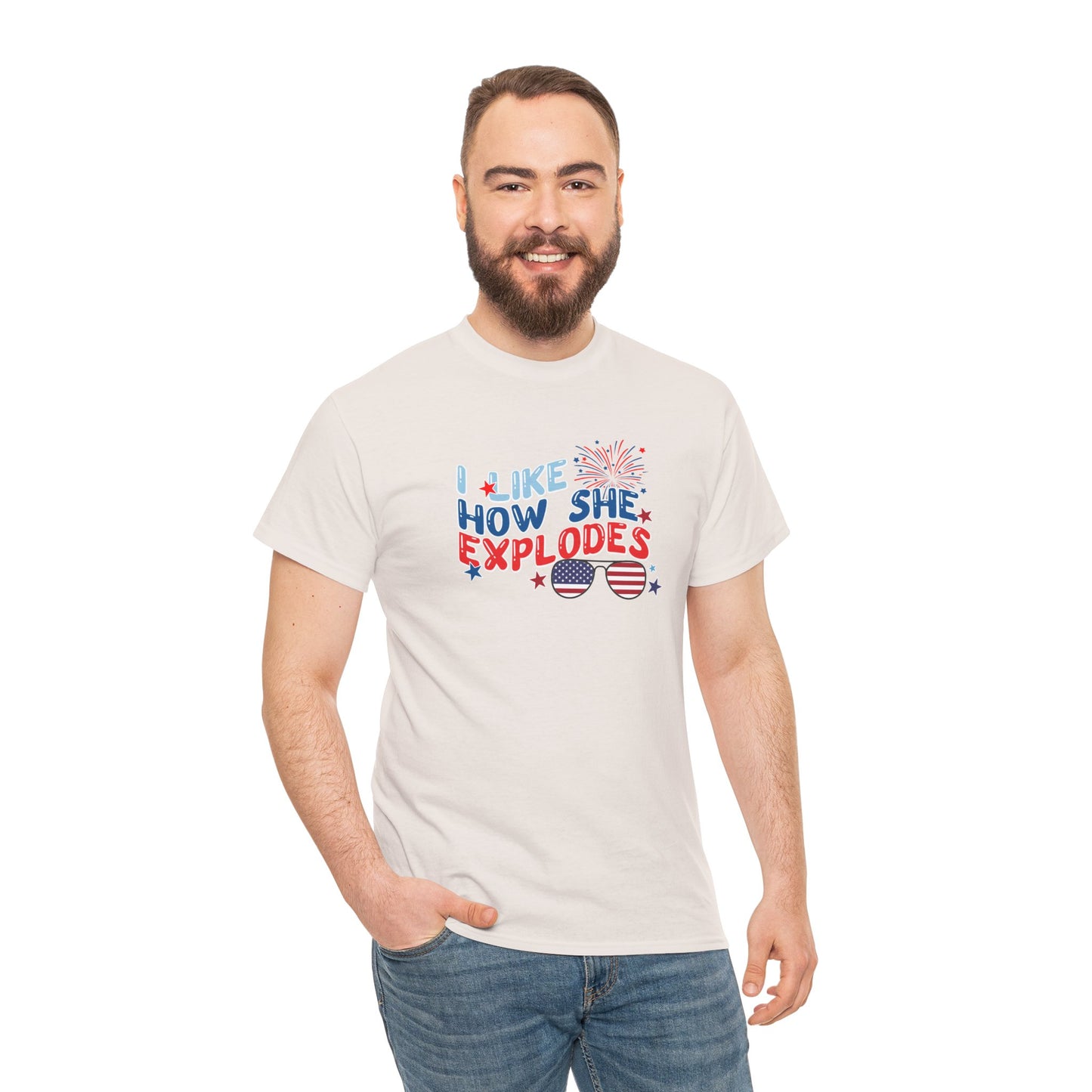 Exploding 4th of July Unisex Heavy Cotton Tee