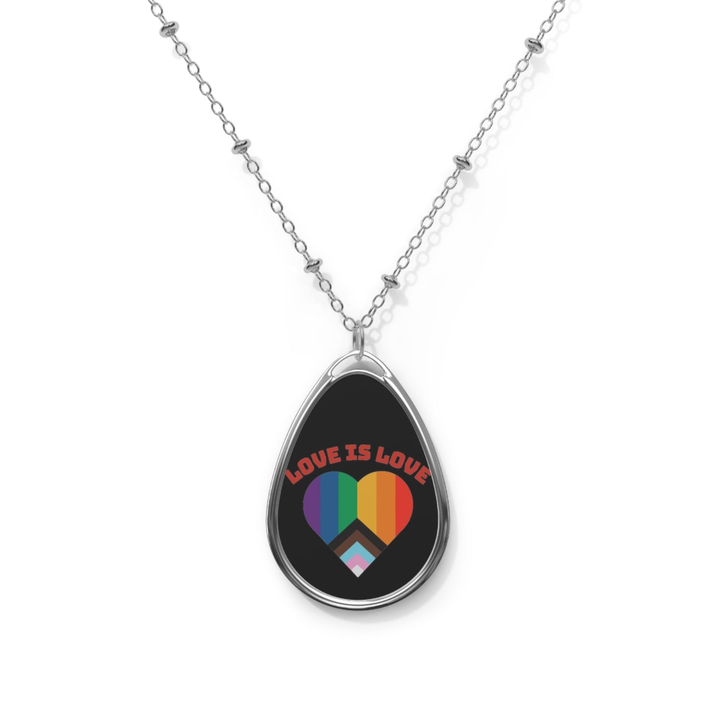 love is love Oval Necklace