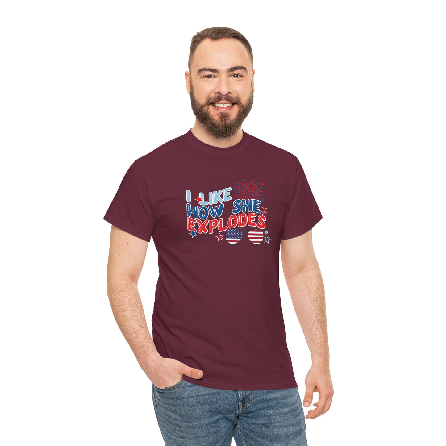 Exploding 4th of July Unisex Heavy Cotton Tee