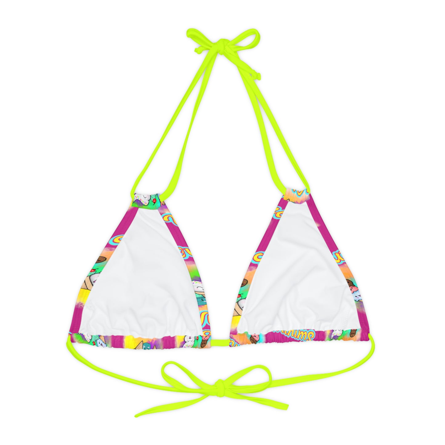 Strappy Summer Vibes Triangle Bikini Top (AOP) Pink