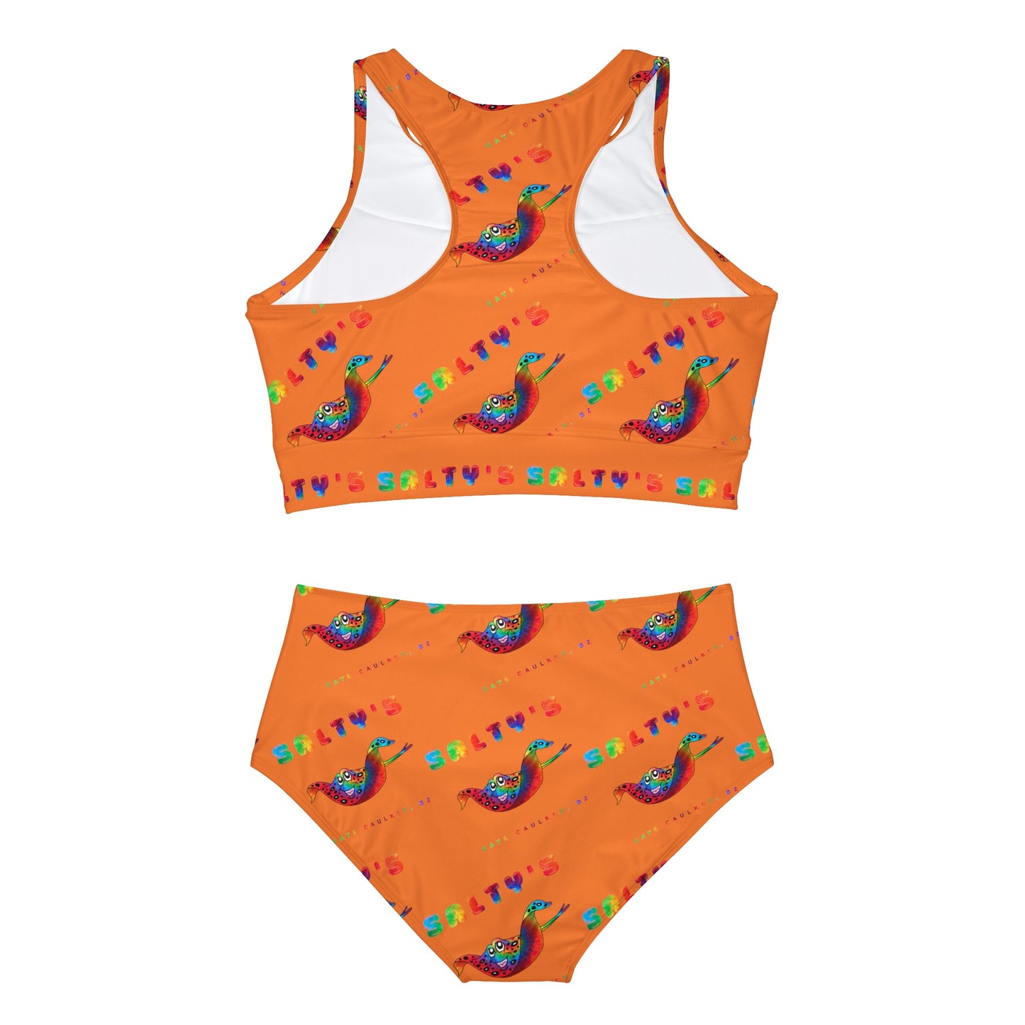 Orange Salty's Tie Dye Sporty Bikini Set (AOP)