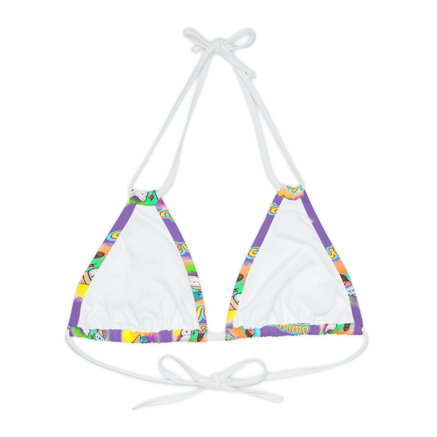 Strappy Summer Vibes Triangle Bikini Top (AOP) Purple