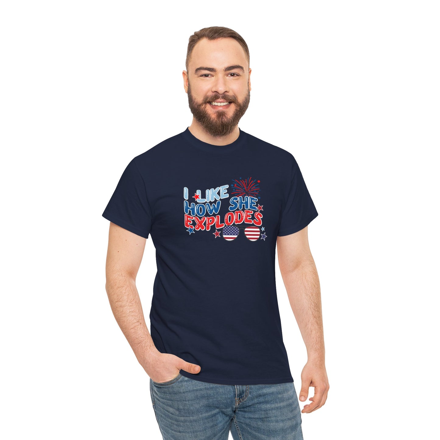 Exploding 4th of July Unisex Heavy Cotton Tee