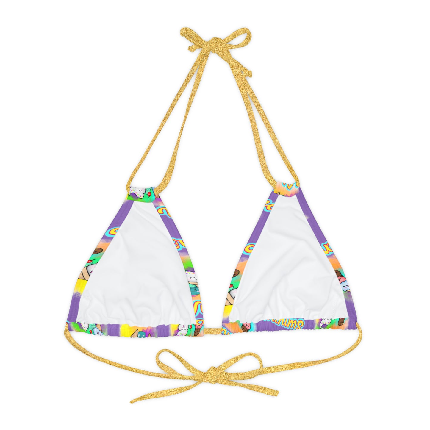 Strappy Summer Vibes Triangle Bikini Top (AOP) Purple