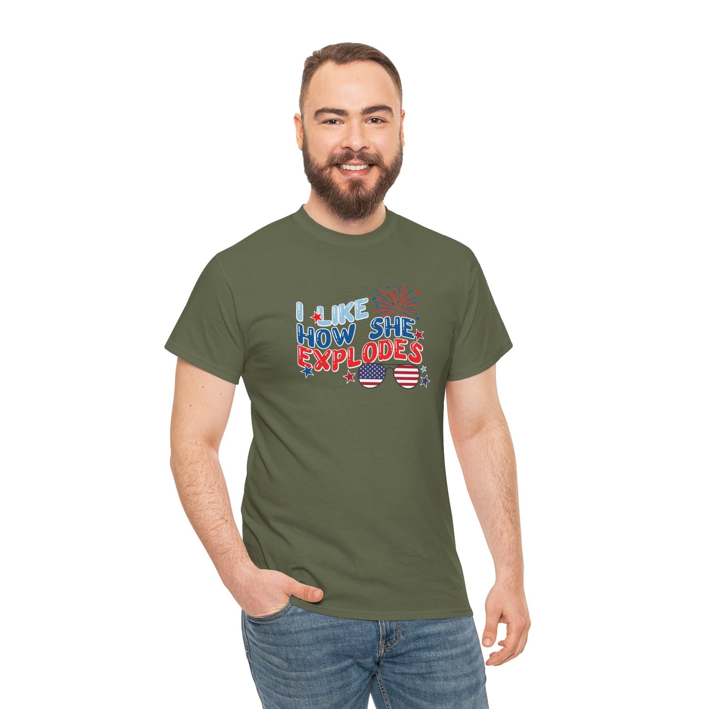 Exploding 4th of July Unisex Heavy Cotton Tee