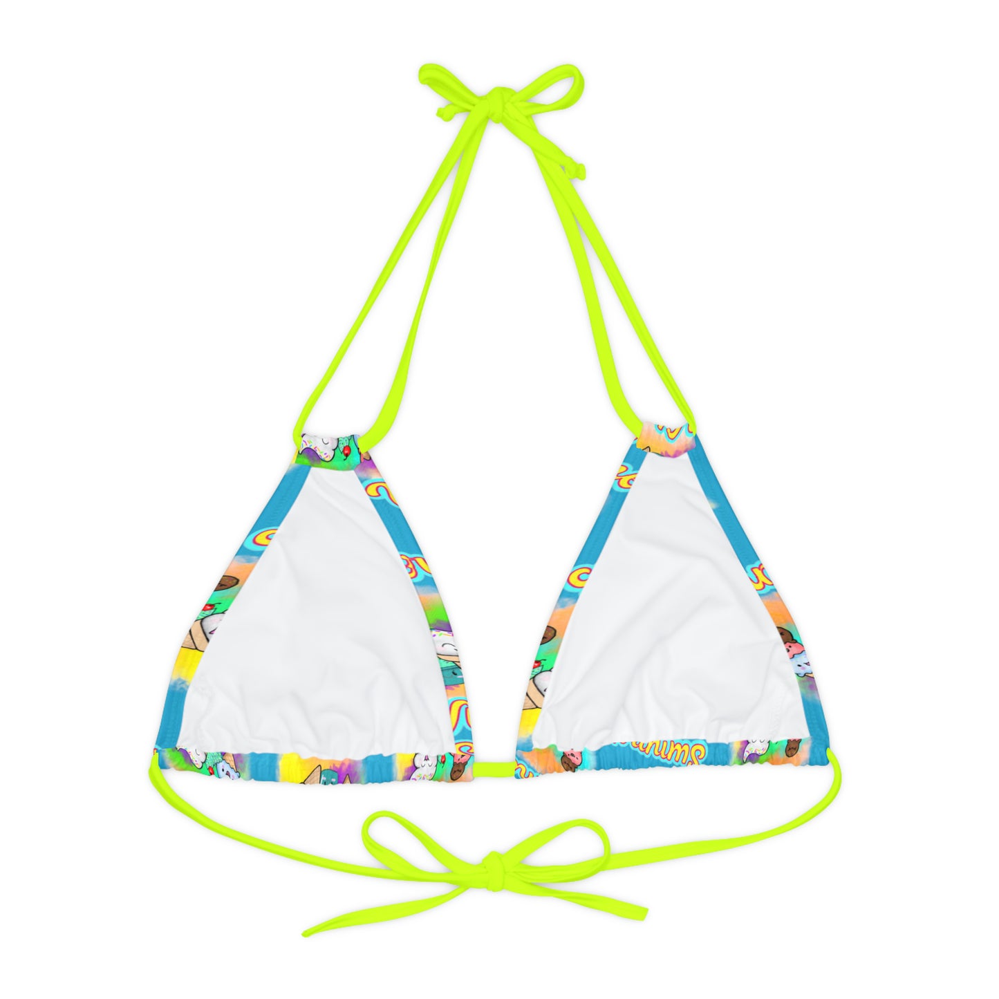 Copy of Strappy Summer Vibes Triangle Bikini Top (AOP) Aqua