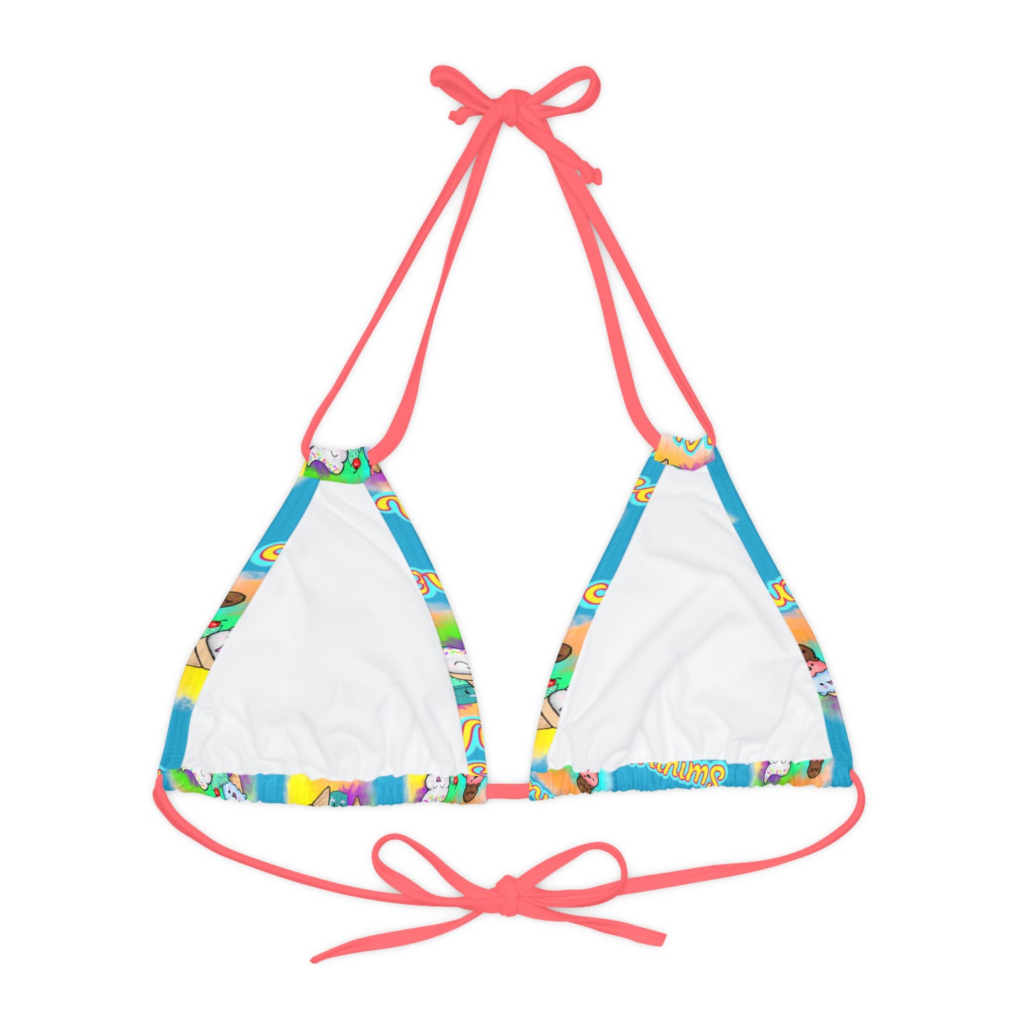 Copy of Strappy Summer Vibes Triangle Bikini Top (AOP) Aqua