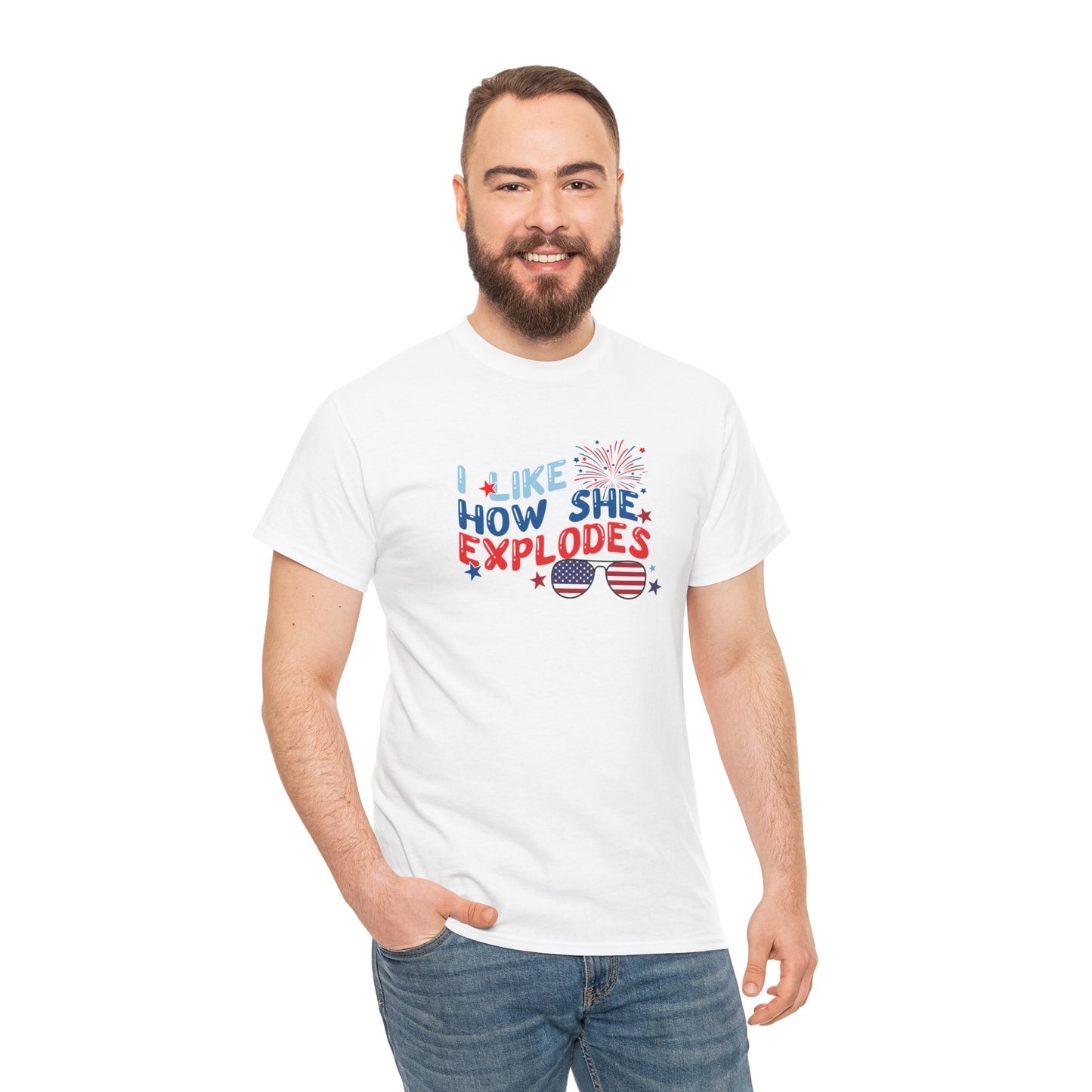 Exploding 4th of July Unisex Heavy Cotton Tee