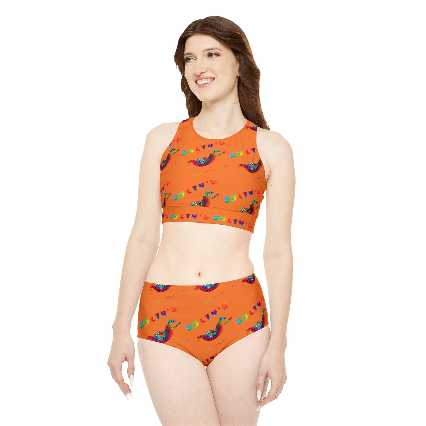 Orange Salty's Tie Dye Sporty Bikini Set (AOP)