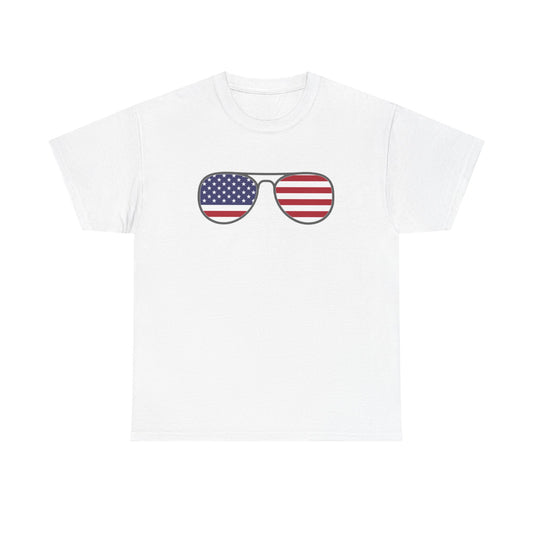 Patriotic Sunglasses Unisex Heavy Cotton Tee