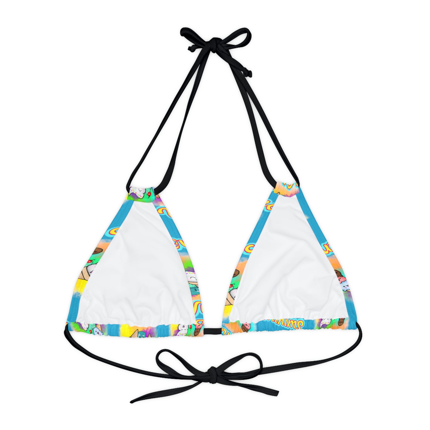 Copy of Strappy Summer Vibes Triangle Bikini Top (AOP) Aqua