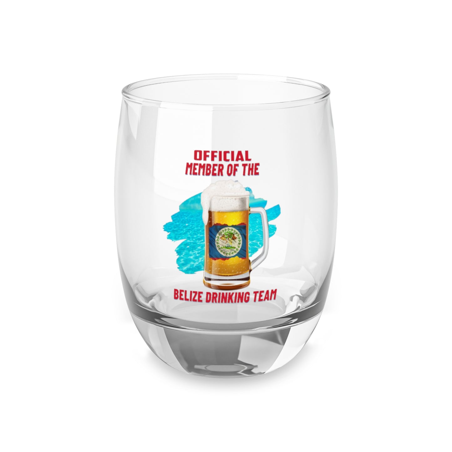 Belize drinking team whiskey glass