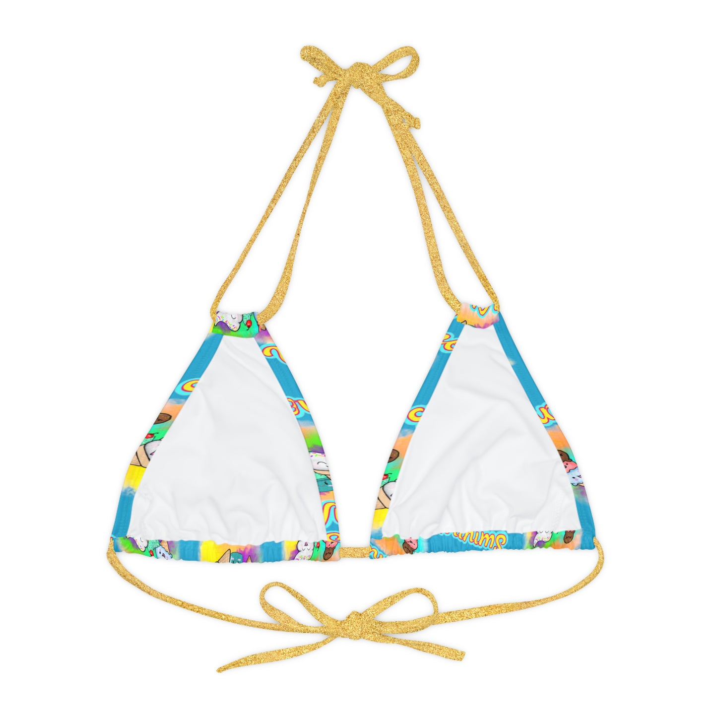 Copy of Strappy Summer Vibes Triangle Bikini Top (AOP) Aqua