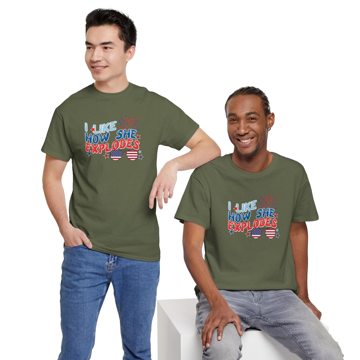 Exploding 4th of July Unisex Heavy Cotton Tee