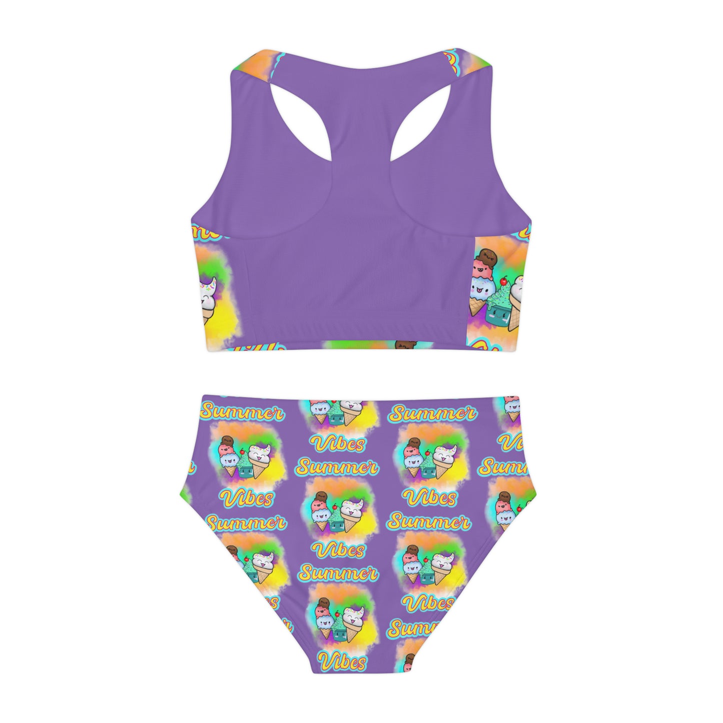 Girls Summer Vibes Two Piece Swimsuit (AOP) Purple