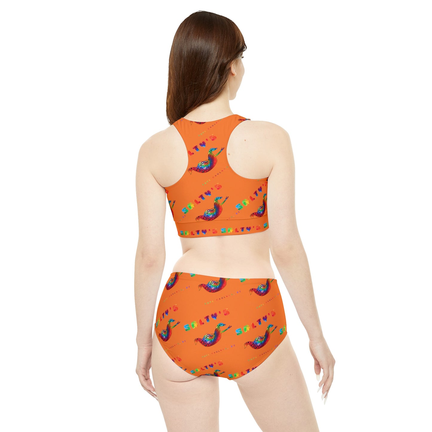 Orange Salty's Tie Dye Sporty Bikini Set (AOP)