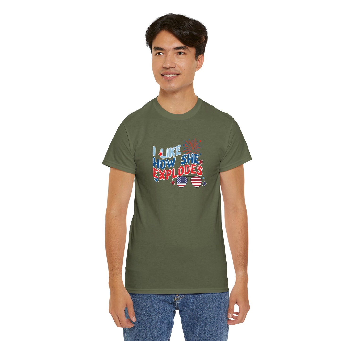 Exploding 4th of July Unisex Heavy Cotton Tee