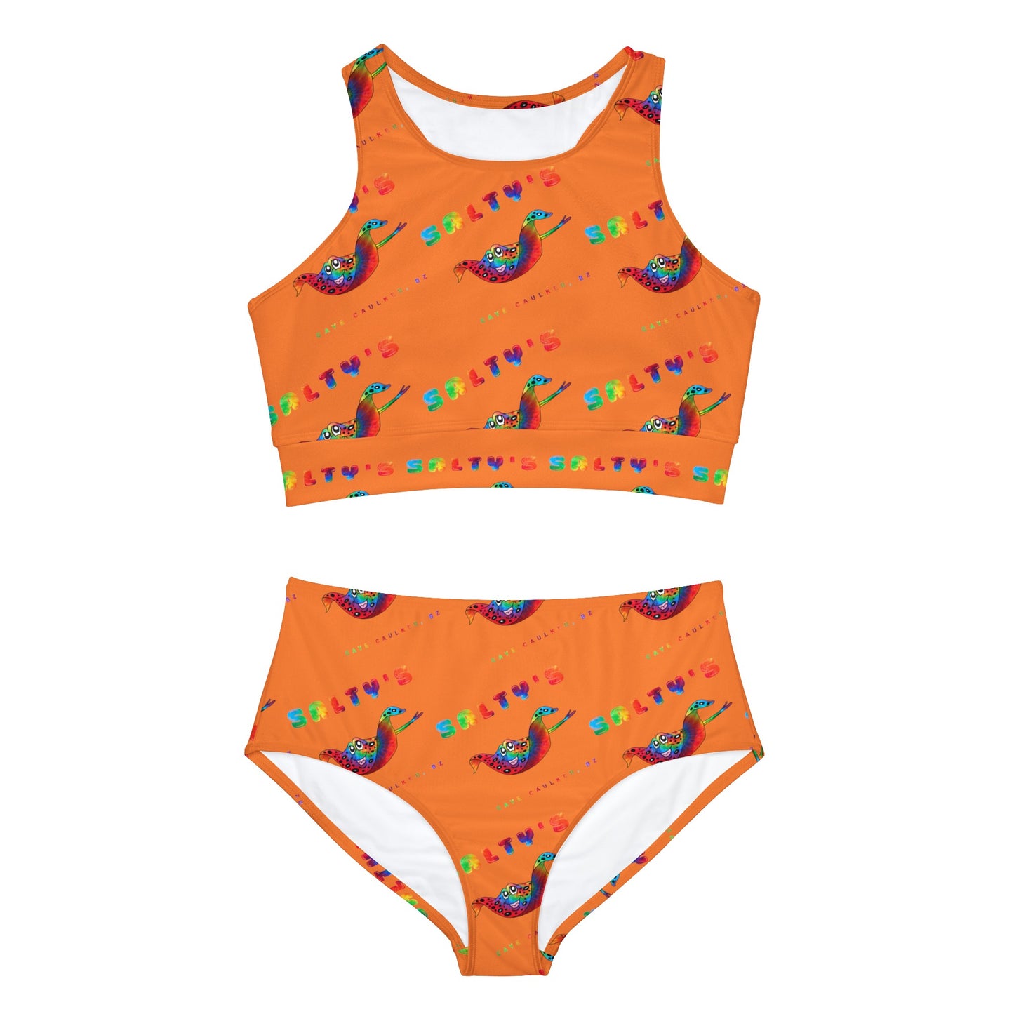 Orange Salty's Tie Dye Sporty Bikini Set (AOP)