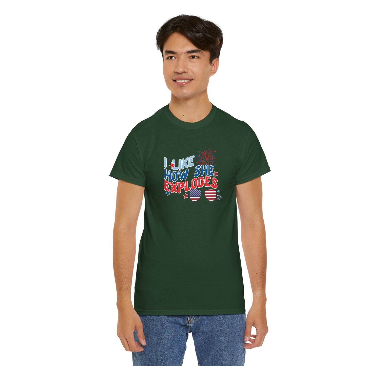 Exploding 4th of July Unisex Heavy Cotton Tee