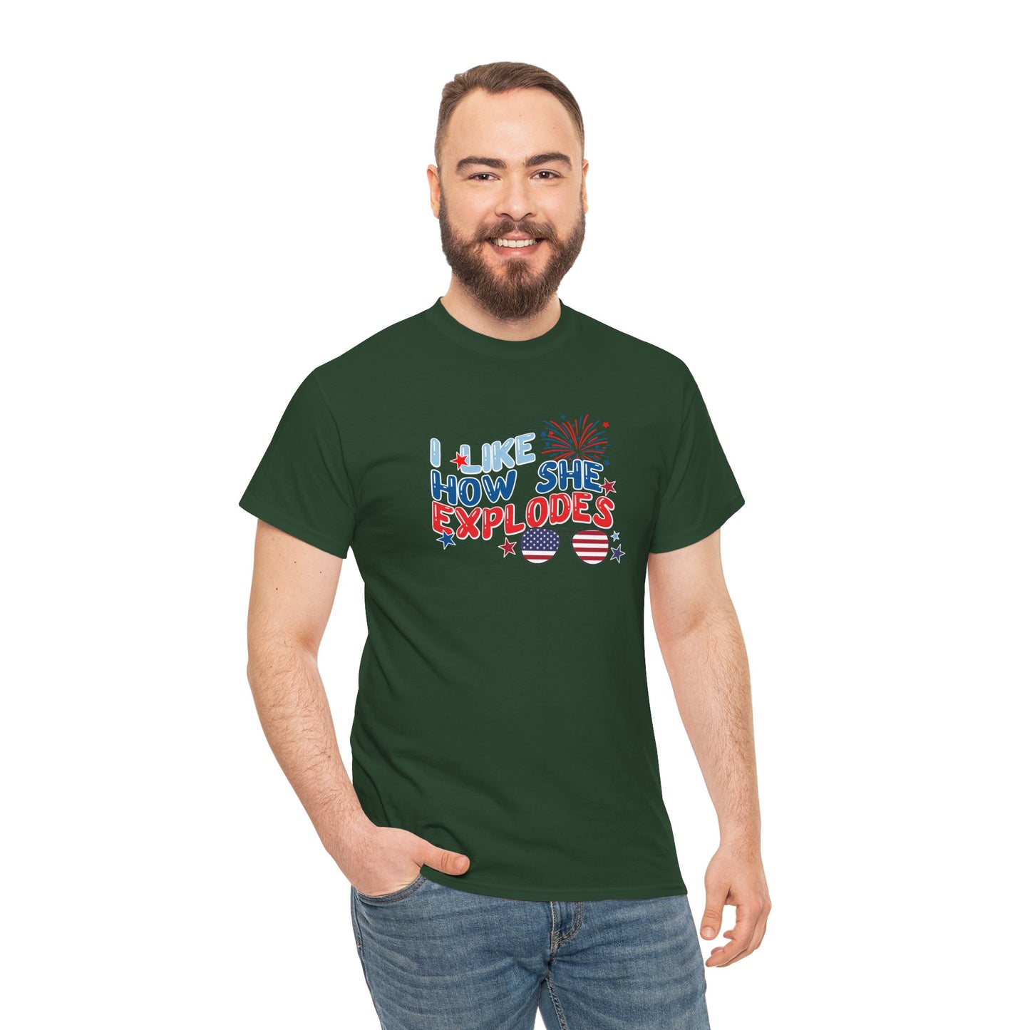 Exploding 4th of July Unisex Heavy Cotton Tee